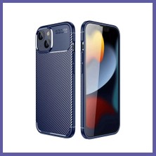 Nida iPhone 14 Uyumlu Kılıf Auto Focus Karbon Kapak - Lacivert Nıda
