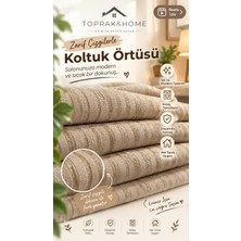 Toprak Sport Toprak & Home Premium Şönil Koltuk Örtüsü 175X215 cm Kesik Çizgi Desenli Kaymaz Yıkanabilir Jakarlı Çekyat Kanepe Örtüsü