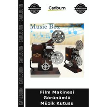 Carlburn Film Makinesi Görünümlü Müzik Kutusu Retro Süs Nostaljik Hediyelik Sinema Hatırası