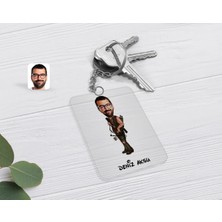 BK Gift Kişiye Özel Okçu Karikatürlü Şeffaf Pleksi Anahtarlık-1