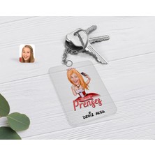 BK Gift Kişiye Özel Pamuk Prenses Karikatürlü Şeffaf Pleksi Anahtarlık-3