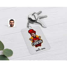 BK Gift Kişiye Özel Erkek Chef Karikatürlü Şeffaf Pleksi Anahtarlık-11
