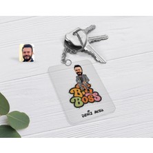 BK Gift Kişiye Özel Erkek Big Boss Karikatürlü Şeffaf Pleksi Anahtarlık-3