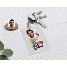 BK Gift Kişiye Özel Erkek Mangalcı Karikatürlü Şeffaf Pleksi Anahtarlık