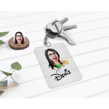BK Gift Kişiye Özel Kadın Karikatürlü Şeffaf Pleksi Anahtarlık-30