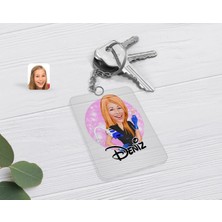 BK Gift Kişiye Özel Kadın Güzellik Uzmanı Karikatürlü Şeffaf Pleksi Anahtarlık-2