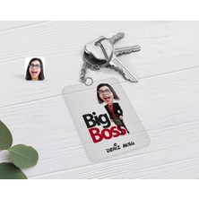 BK Gift Kişiye Özel Kadın Big Boss Karikatürlü Şeffaf Pleksi Anahtarlık-2
