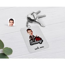 BK Gift Kişiye Özel Aile Babası Karikatürlü Şeffaf Pleksi Anahtarlık-1