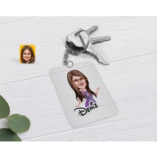 BK Gift Kişiye Özel Kız Çocuk Prenses Karikatürlü Şeffaf Pleksi Anahtarlık-3