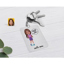 BK Gift Kişiye Özel Kız Çocuk Kolay Yetişmiyor Karikatürlü Şeffaf Pleksi Anahtarlık-5