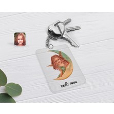 BK Gift Kişiye Özel Kız Çocuk Melek Karikatürlü Şeffaf Pleksi Anahtarlık-1