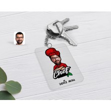 BK Gift Kişiye Özel Erkek Chef Karikatürlü Şeffaf Pleksi Anahtarlık-10