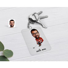 BK Gift Kişiye Özel Erkek Hokeyci Karikatürlü Şeffaf Pleksi Anahtarlık