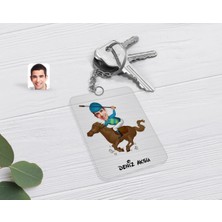 BK Gift Kişiye Özel Erkek Jokey Karikatürlü Şeffaf Pleksi Anahtarlık-1