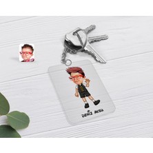 BK Gift Kişiye Özel Erkek Çocuk Karikatürlü Şeffaf Pleksi Anahtarlık-2