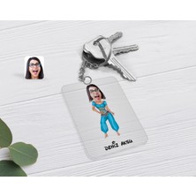 BK Gift Kişiye Özel Oryantal Karikatürlü Şeffaf Pleksi Anahtarlık-1