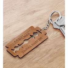BK Gift Kuaförlere Özel Jilet Figürlü Ahşap Anahtarlık-1