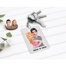 BK Gift Kişiye Özel Sevgililer Karikatürlü Şeffaf Pleksi Anahtarlık-86