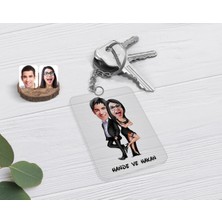 BK Gift Kişiye Özel Sevgililer Karikatürlü Şeffaf Pleksi Anahtarlık-6