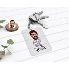 BK Gift Kişiye Özel Erkek Kasap Karikatürlü Şeffaf Pleksi Anahtarlık