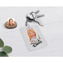 BK Gift Kişiye Özel Hemşire Karikatürlü Şeffaf Pleksi Anahtarlık-1
