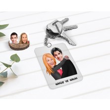 BK Gift Kişiye Özel Sevgililer Karikatürlü Şeffaf Pleksi Anahtarlık-88