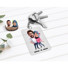 BK Gift Kişiye Özel Sevgililer Karikatürlü Şeffaf Pleksi Anahtarlık-58