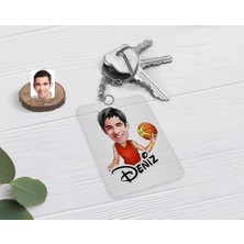 BK Gift Kişiye Özel Erkek Basketbolcu Karikatürlü Şeffaf Pleksi Anahtarlık