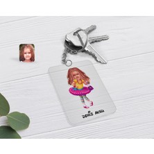 BK Gift Kişiye Özel Kız Çocuk Karikatürlü Şeffaf Pleksi Anahtarlık-11