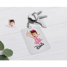 BK Gift Kişiye Özel Bebek Doğum Günü Karikatürlü Şeffaf Pleksi Anahtarlık-3