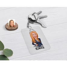 BK Gift Kişiye Özel Kadın Mühendis Karikatürlü Şeffaf Pleksi Anahtarlık