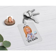 BK Gift Kişiye Özel Kadın Diş Hekimi Karikatürlü Şeffaf Pleksi Anahtarlık-1