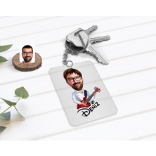 BK Gift Kişiye Özel Erkek Gitrist Karikatürlü Şeffaf Pleksi Anahtarlık-2