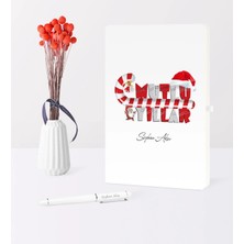 BK Gift Kişiye Özel Yılbaşı Mutlu Yıllar Temalı Beyaz Defter Kalem Seti - 2