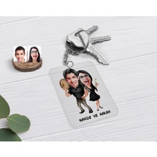 BK Gift Kişiye Özel Sevgililer Karikatürlü Şeffaf Pleksi Anahtarlık-18