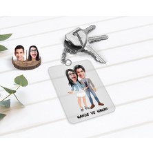 BK Gift Kişiye Özel Sevgililer Karikatürlü Şeffaf Pleksi Anahtarlık-81