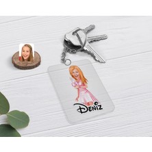 BK Gift Kişiye Özel Kadın Karikatürlü Şeffaf Pleksi Anahtarlık-41