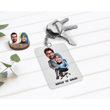 BK Gift Kişiye Özel Sevgililer Karikatürlü Şeffaf Pleksi Anahtarlık-59
