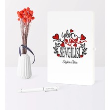 BK Gift Kişiye Özel Yılın En Güzel Sevgilisi Temalı Beyaz Defter Kalem Seti