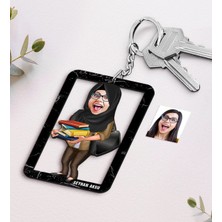 BK Gift Kişiye Özel Isimli Bayan Öğretmen Karikatürlü Ahşap Anahtarlık-8