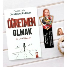 BK Gift Kişiye Özel Kadın Öğretmen Karikatürlü Ahşap Kitap Ayracı ve Öğretmen Olmak Kitabı Hediye Seti-4