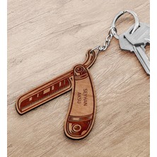 BK Gift Kişiye Özel Ustura Figürlü Ahşap Anahtarlık
