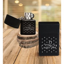 BK Gift Kişiye Özel Isimli Siyah Metal Sigara Tabakası Benzinli Çakmak Seti - 4