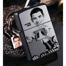 BK Gift Kişiye Özel Bay Radyoloji Uzmanı Karikatürlü Benzinli Siyah Metal Çakmak - 1