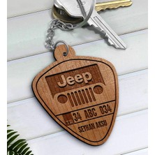 BK Gift Kişiye Özel Isimli Plakalı Jeep Ahşap Anahtarlık-2