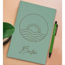 Bk Gift Kişiye Özel Isimli Su Yeşili Sert Kapaklı Defter ve Tükenmez Kalem Seti, Arkadaşa Hediye, Yeni Iş Hediyesi, Doğum Günü Hediyesi-4