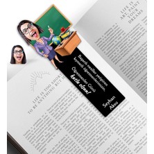 BK Gift Kişiye Özel Kadın Öğretmen Karikatürlü Ahşap Kitap Ayracı-1