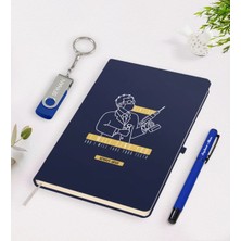BK Gift Kişiye Özel Diş Hekimi Temalı Lacivert Defter Kalem 32GB USB Bellek Hediye Seti-4