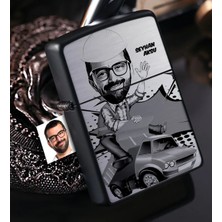 BK Gift Kişiye Özel Bay Mühendis Karikatürlü Benzinli Siyah Metal Çakmak - 2