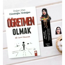 BK Gift Kişiye Özel Tesettürlü Kadın Öğretmen Karikatürlü Ahşap Kitap Ayracı ve Öğretmen Olmak Kitabı Hediye Seti-2